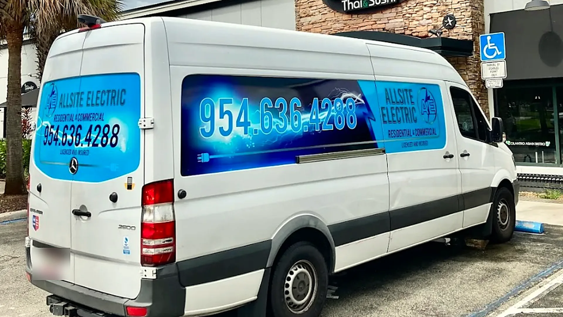 Allsite Electric service van at a commercial job site