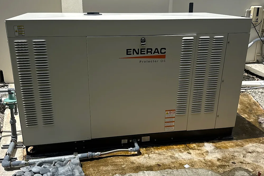Generac Protector series liquid-cooled standby generator on a concrete pad